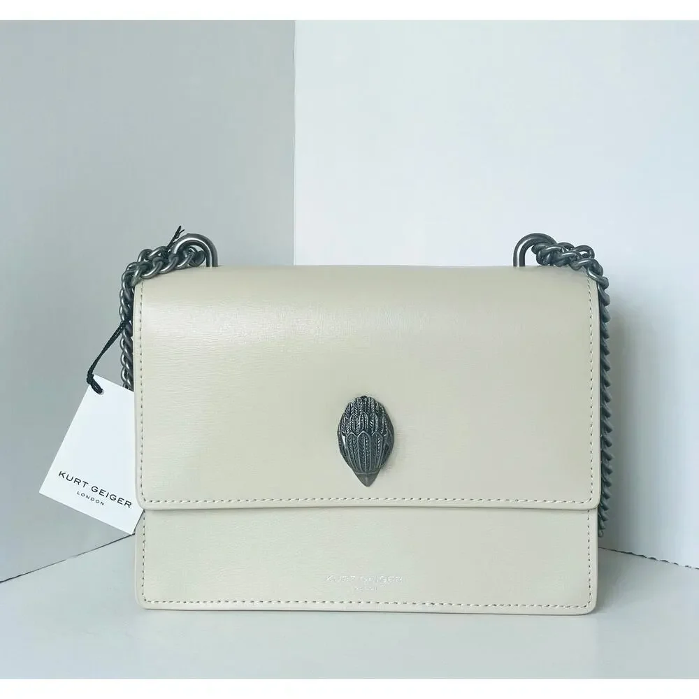 Kurt Geiger Shoreditch Crossbody Bag Bone Leather Eagle Head Chain Large